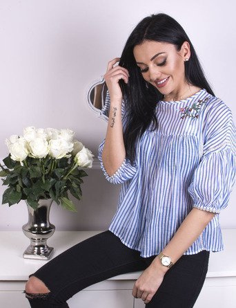 BLUZKA W PASKI Z HAFTEM CLEMI