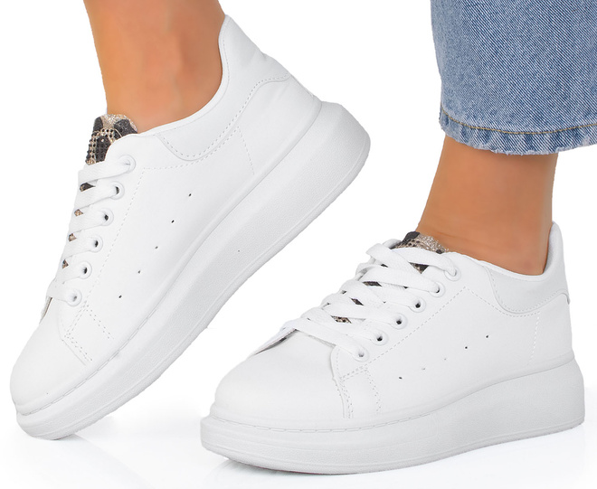 DAMSKIE BIAŁE SNEAKERSY TRAMPKI SKÓRZANE DARCIA 4