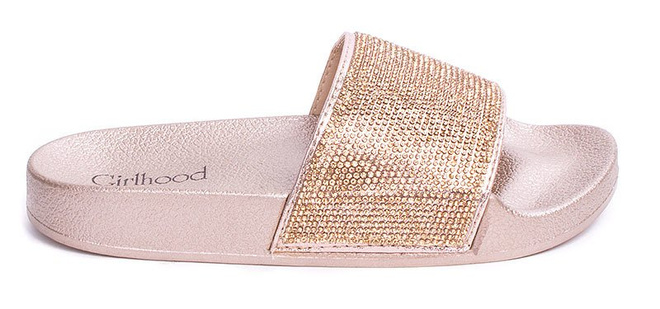 ZŁOTE GUMOWE KLAPKI Z CYRKONIAMI DIAMONDS 2