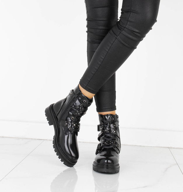 CZARNE TRAPERY BOTKI OCIEPLANE WORKERY Z DŻETAMI 5