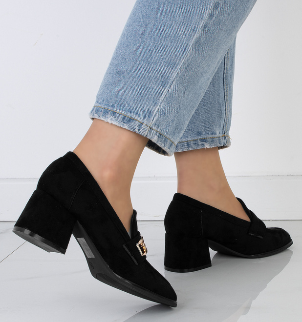 CZARNE PÓŁBUTY MOKASYNY ZAMSZOWE KLASYCZNE HAYLE 7