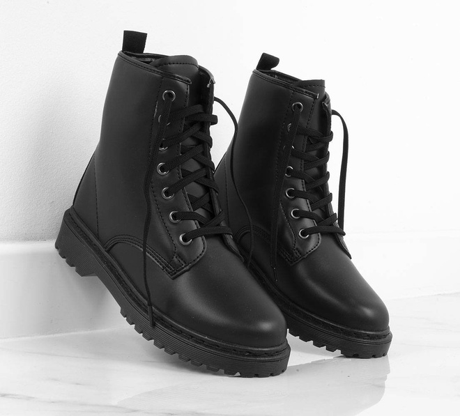 CZARNE TRAPERY GLANY BOTKI EKOSKÓRA CORLIN 5