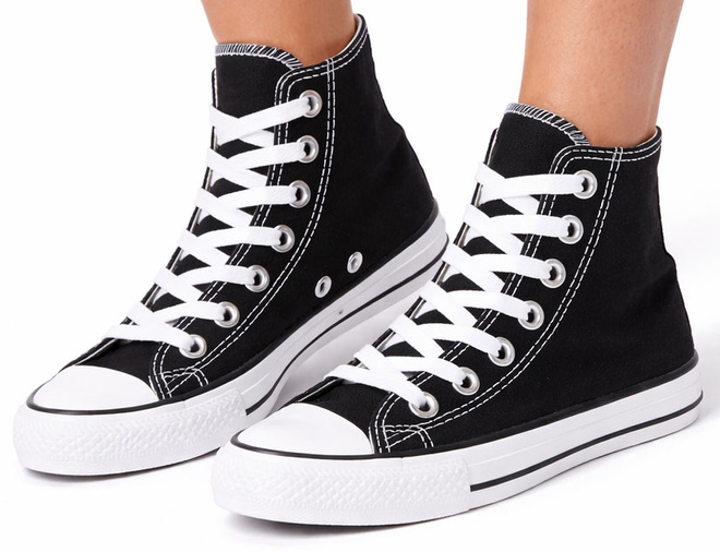 WYSOKIE KLASYCZNE CZARNE TRAMPKI TENISÓWKI SZNUROWANE 4