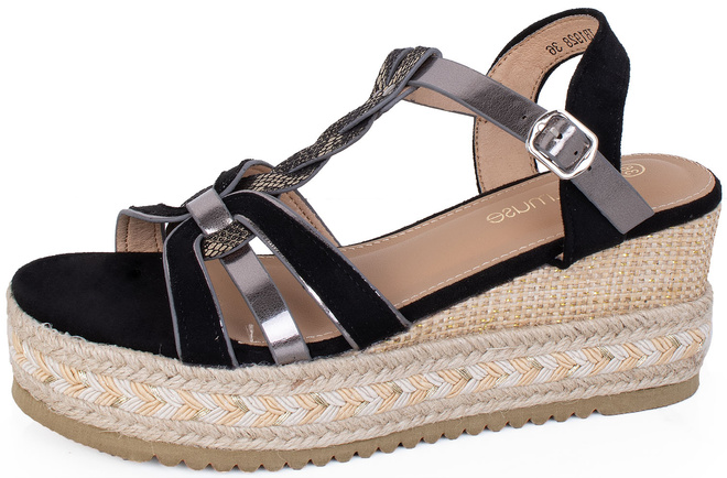 CZARNE DAMSKIE SANDAŁY NA KOTURNIE ESPADRYLE SORAYA 3