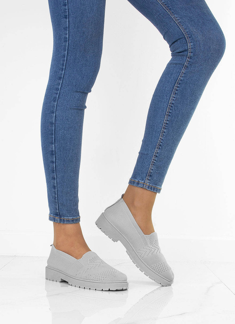 SZARE TENISÓWKI MOKASYNY KORONKOWE HAPE 8