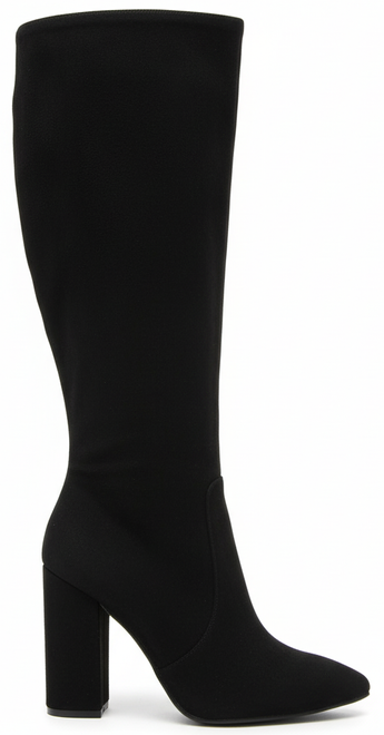 CZARNE DAMSKIE ZAMSZOWE KOZAKI NA OBCASIE ZAMEK LUSTRIA 1