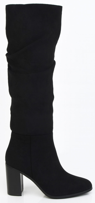 DAMSKIE CZARNE WYSOKIE KOZAKI ZAMSZOWE NA SŁUPKU LORINESS 1