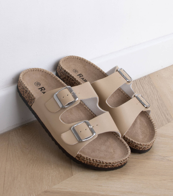 DAMSKIE BEŻOWE SKÓRZANE KLAPKI WSUWANE ELEGANCKIE LALET 5