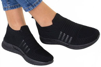 CZARNE BUTY SPORTOWE SNEAKERSY WSUWANE