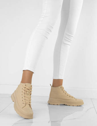 BEŻOWE WYSOKIE TRAMPKI PALLADI