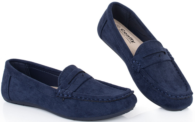 GRANATOWE MOKASYNY ZAMSZOWE DAMSKIE WSUWANE ORPE 2