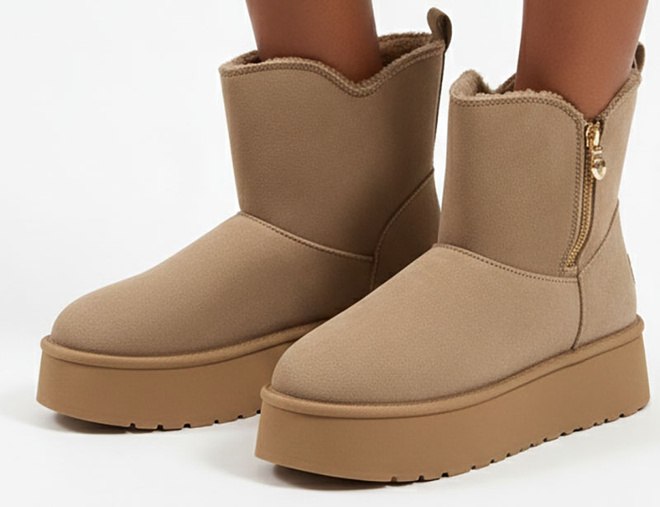 BEŻOWE OCIEPLANE ŚNIEGOWCE BOTKI NA PLATFORMIE ELDIRA 3