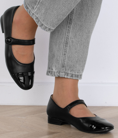 CZARNE DAMSKIE SKÓRZANE MOKASYNY BALERINKI LONGO