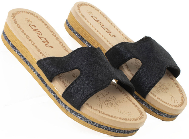 CZARNE KLAPKI PLATFORMA EKOSKÓRA MOXI 1