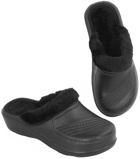 CZARNE OCIEPLANE KLAPKI CHODAKI KROKSY  4