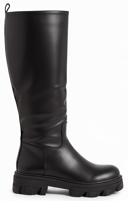 CZARNE BOTKI GLANY WYSOKIE KOZAKI PLATFORMA ELISS 1