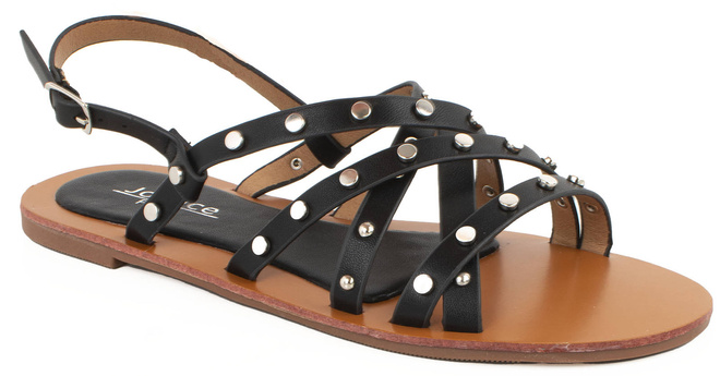 CZARNE SANDAŁY DAMSKIE Z ĆWIEKAMI CYNTHIA 1