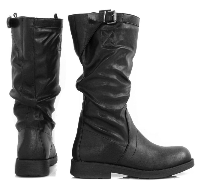 CZARNE SKÓRZANE KOZAKI MERLI 2