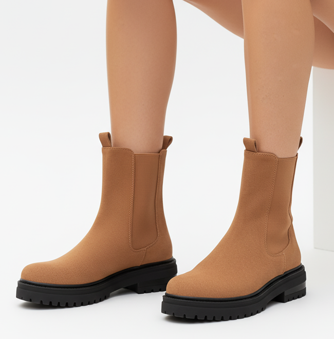 DAMSKIE CAMEL ZAMSZOWE BOTKI TRAPERY ZA KOSTKĘ GALANDIA 6