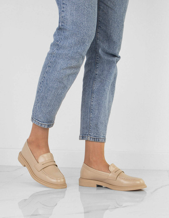 BEŻOWE MOKASYNY DAMSKIE PÓŁBUTY EKOSKÓRA RAYLA