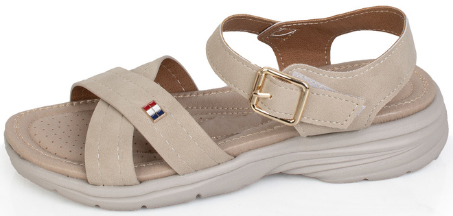 BEŻOWE DAMSKIE LEKKIE SANDAŁY RZEP ALORAH 3