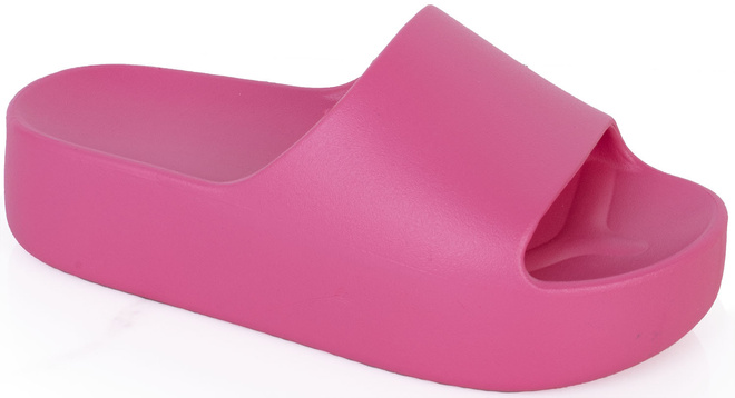 FUKSJA DAMSKIE GUMOWE KLAPKI NA GRUBEJ PODESZWIE EMBAR 1