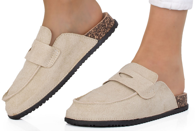 BEŻOWE MOKASYNY KLAPKI ZAMSZOWE DAMSKIE LORIA 4