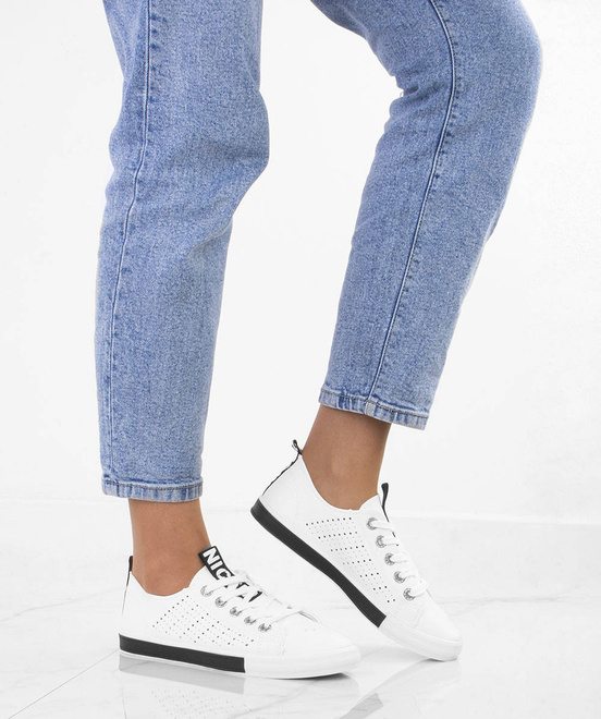 BIAŁE TRAMPKI DAMSKIE TENISÓWKI AŻUROWE MEDISON 5