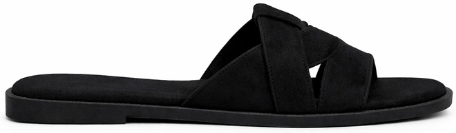 KLAPKI CZARNE DAMSKIE ZAMSZOWE PASKI WSUWANE 1