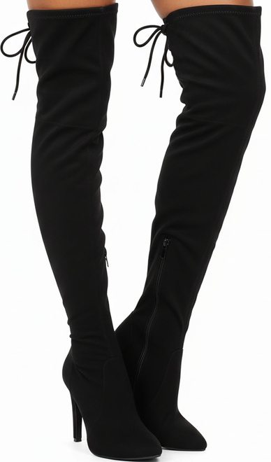 CZARNE DAMSKIE ZAMSZOWE KOZAKI NA OBCASIE ZAMEK 2