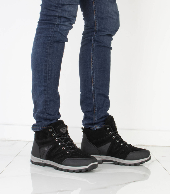 CZARNE MĘSKIE OCIEPLANE BUTY TREKKINGOWE 5