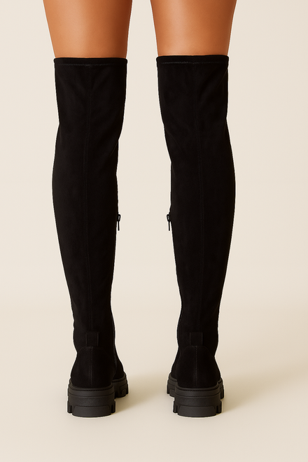 CZARNE ZAMSZOWE KOZAKI NA ZAMEK NA PLATFORMIE NAMIA