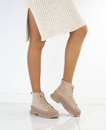 BEŻOWE WYSOKIE TRAMPKI PALLADI