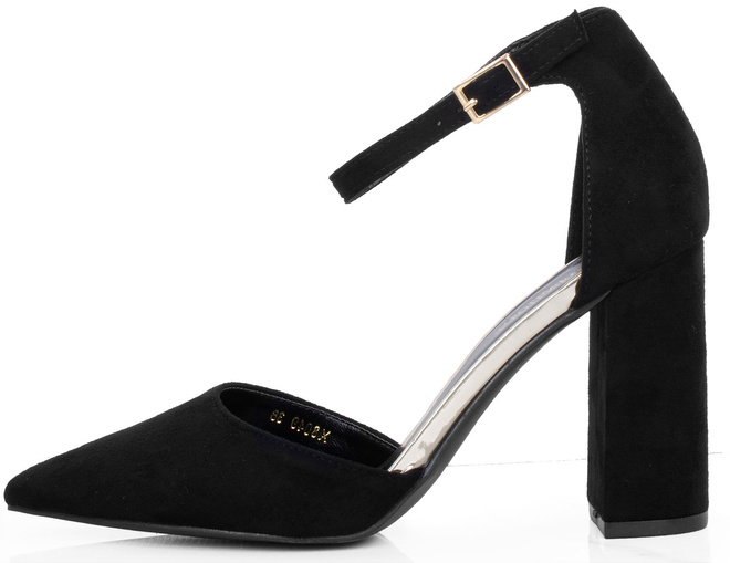 CZARNE DAMSKIE ZAMSZOWE CZÓŁENKA NA SŁUPKU NATALIA 3