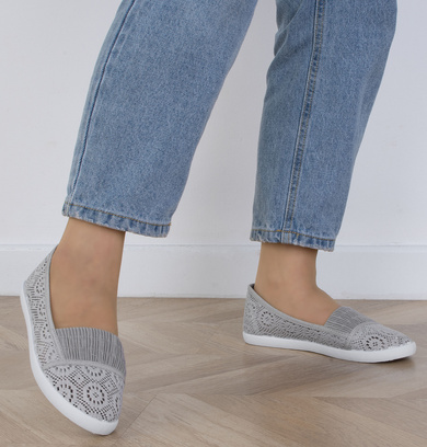 SZARE DAMSKIE KORONKOWE TRAMPKI TENISÓWKI SULA
