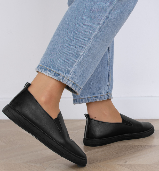 CZARNE TENISÓWKI BALERINKI WSUWANE SLIP ON ALVERY 6