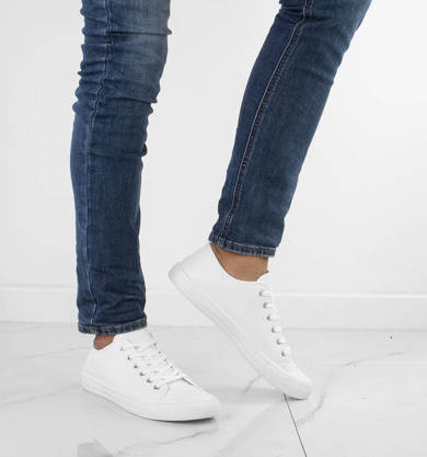 BIAŁE TRAMPKI MĘSKIE NISKIE EKOSKÓRA