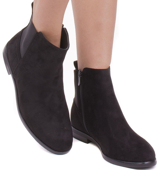 CZARNE OCIEPLANE ZAMSZOWE BOTKI Z GUMĄ MENDES 1