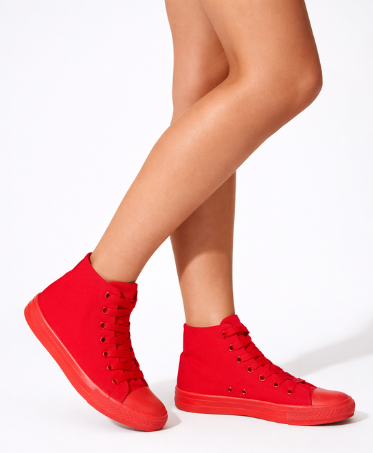 CZERWONE WYSOKIE TRAMPKI TENISÓWKI KLASYCZNE