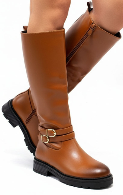 CAMEL DAMSKIE  KOZAKI SKÓRZANE OCIEPLANE ZAMEK VLOKIA