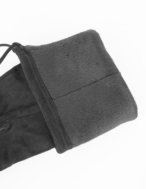 CZARNE DAMSKIE ZAMSZOWE KOZAKI NA OBCASIE ZAMEK 7