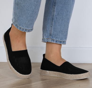 CZARNE KORONKOWE ESPADRYLE TENISÓWKI LUCJA