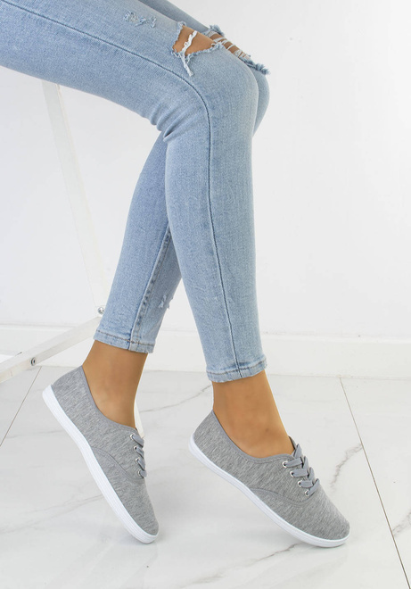 SZARE TENISÓWKI WYKROJONE TRAMPKI 9