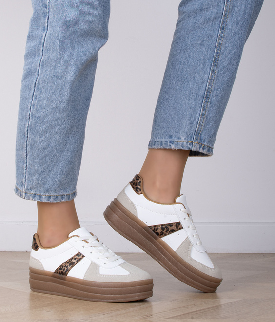 DAMSKIE BIAŁE SNEAKERSY TRAMPKI SKÓRZANE CARLOS