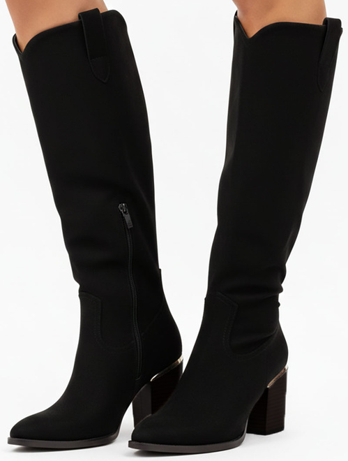 DAMSKIE CZARNE WYSOKIE KOZAKI ZAMSZOWE NA SŁUPKU 3