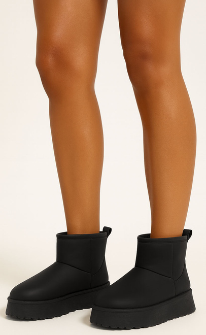 CZARNE OCIEPLANE ŚNIEGOWCE BOTKI NA PLATFORMIE NEVELA 6