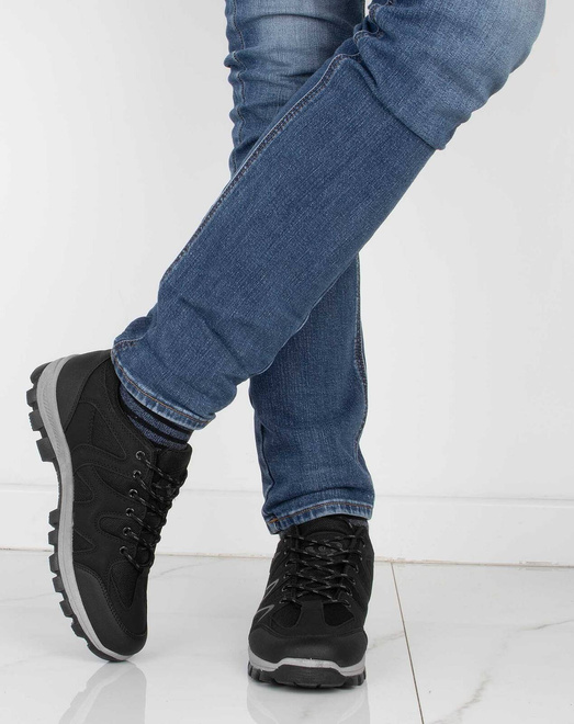 CZARNE MĘSKIE OCIEPLANE BUTY TREKKINGOWE 8