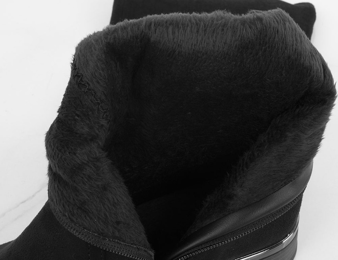 CZARNE ZAMSZOWE KOZAKI ZA KOLANO KLASYCZNE CASIN 6