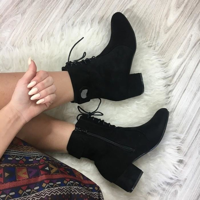 CZARNE ZAMSZOWE  OCIEPLANE  BOTKI NA OBCASIE GABE 3