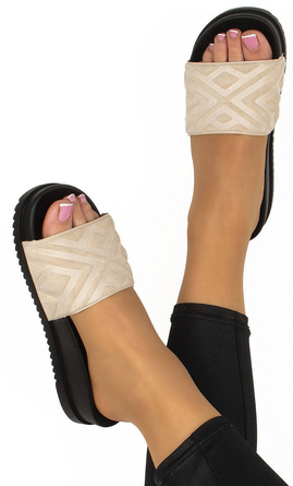 BEŻOWE KLAPKI GRUBA PODESZWA ZAMSZ AGGIE